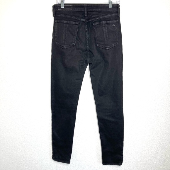 Rag & Bone Women's Nina High Rise Coated Black Ankle Skinny Jeans 28 Cotton - Picture 8 of 15